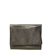 Load image into Gallery viewer, Bronze lambskin clutch bag with attachable shoulder strap, handmade in Florence. Front view image.
