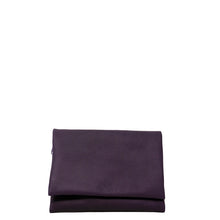 Load image into Gallery viewer, Purple lambskin clutch bag with attachable shoulder strap, handmade in Florence. Front view image.
